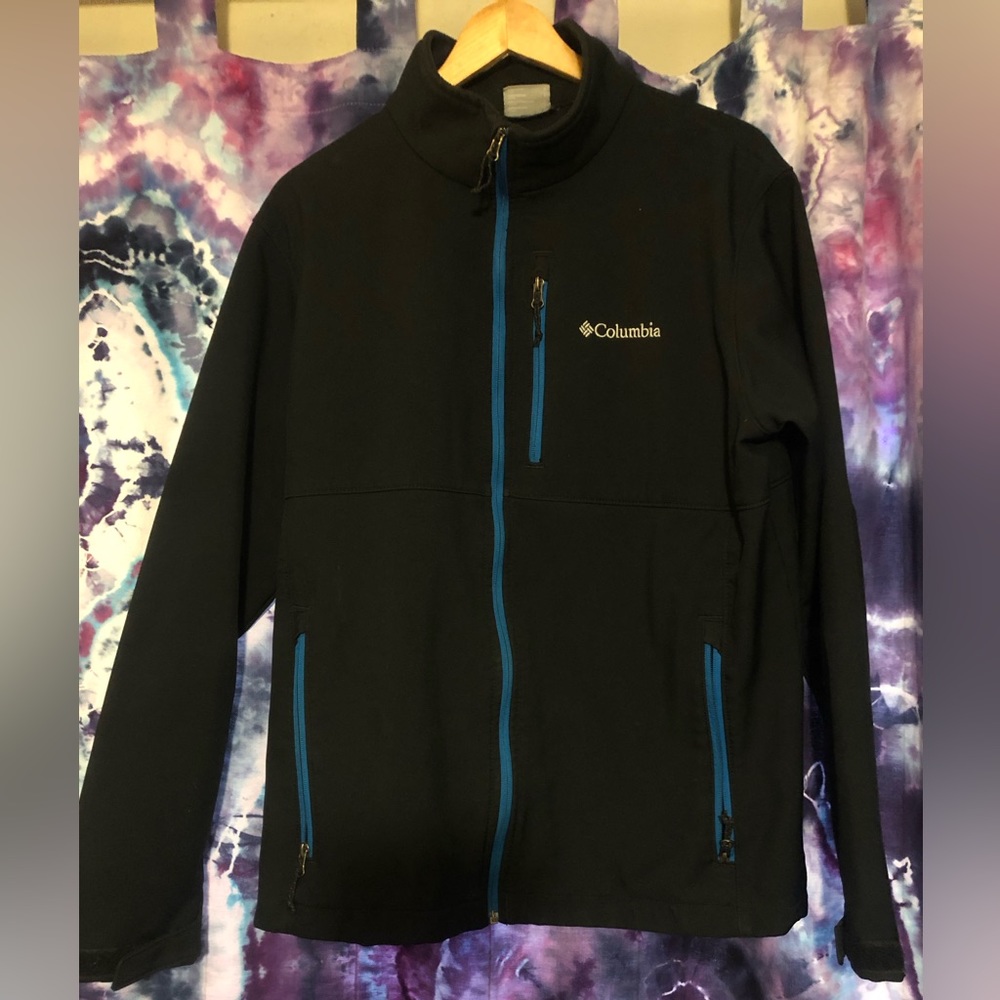 Columbia Sportswear™ Ascender™ Softshell Jacket Black w/ Blue Trim Men’s Large